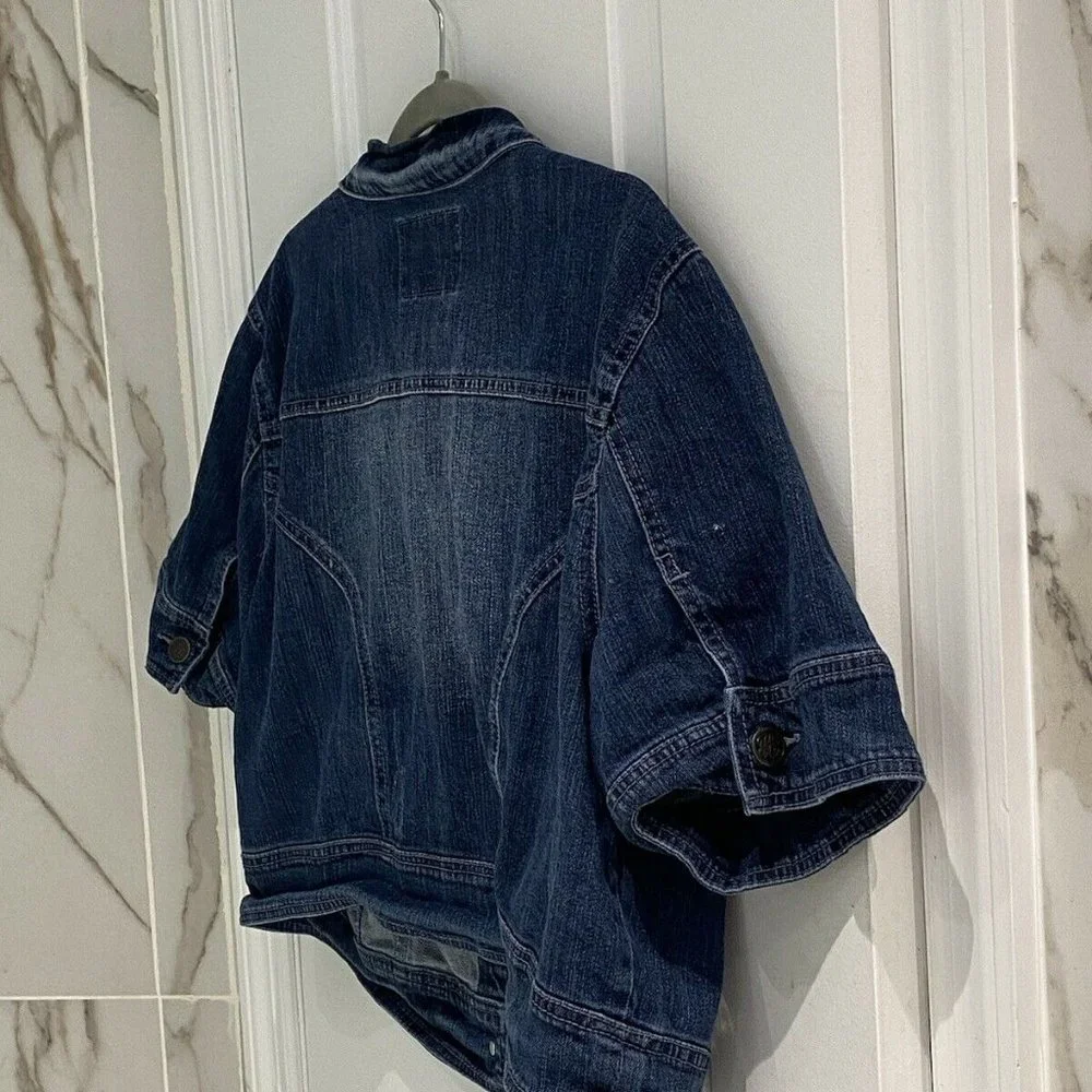 American Rag Cie Distressed Cropped Denim Jacket - Picture 12 of 12